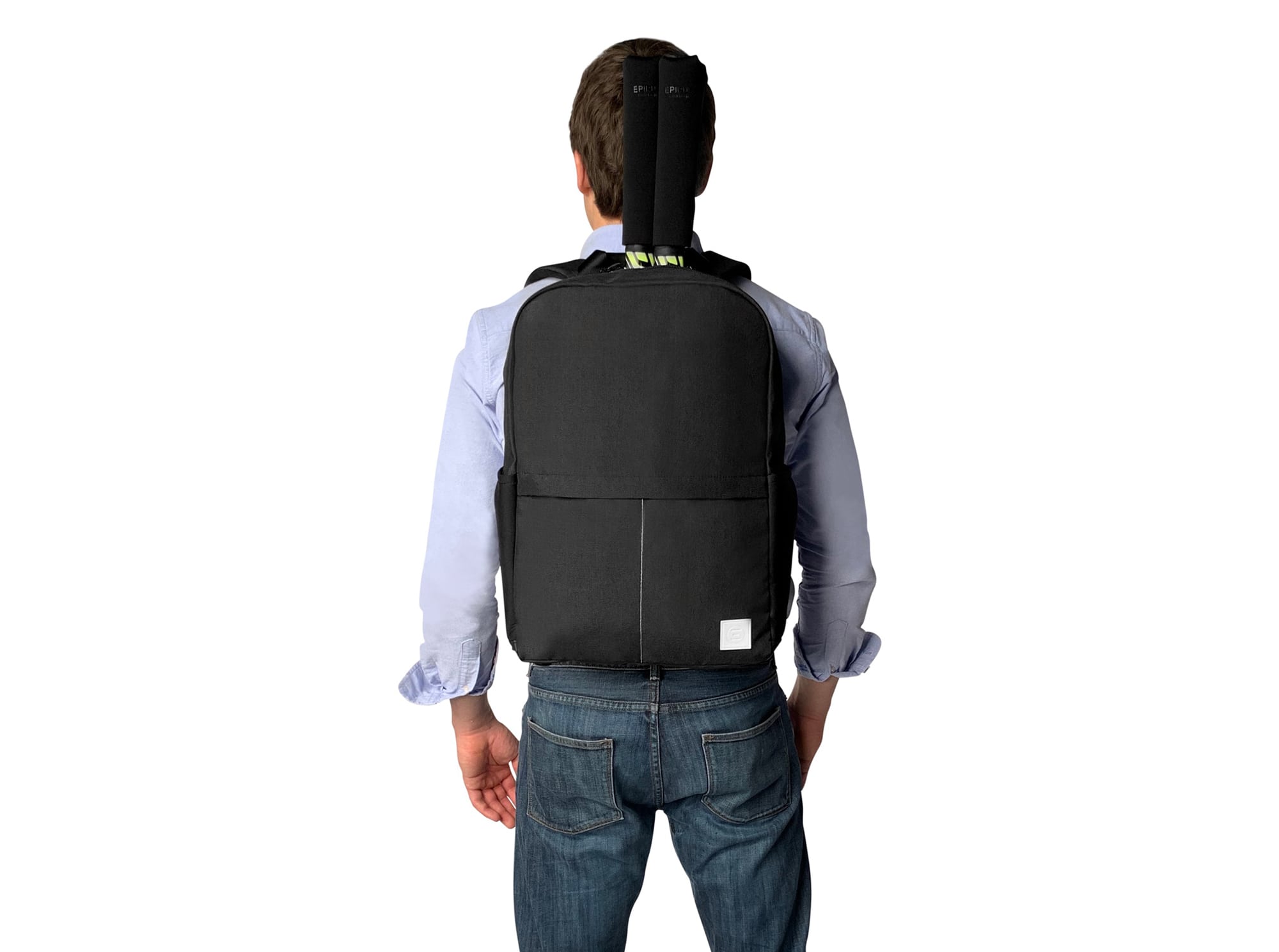 Epirus Borderless Backpack Black Tennis Bag On Casual Male Model