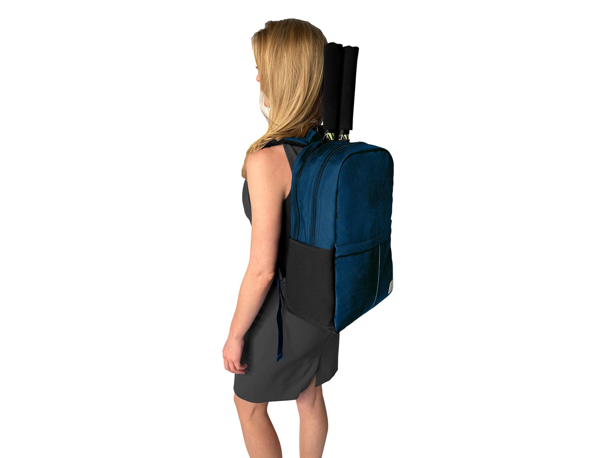 Epirus Borderless Backpack Blue Tennis Bag on female model