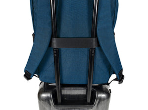 Epirus Borderless Backpack Blue Tennis Bag on Rolling Luggage