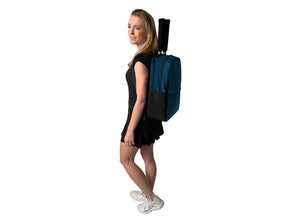 Epirus Borderless Backpack Blue Tennis Bag on sporty female model